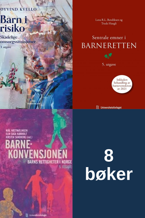 Bokpakke UiA Barnevern 5. semester – Barn i risiko, Sentrale emner i barneretten, Barnekonvensjonen, og åtte bøker i alt