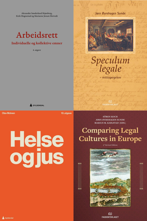 Bokpakke UiA Rettsvitenskap 4. semester – Arbeidsrett, Speculum legale, Helse og jus, og Comparing Legal Cultures in Europe