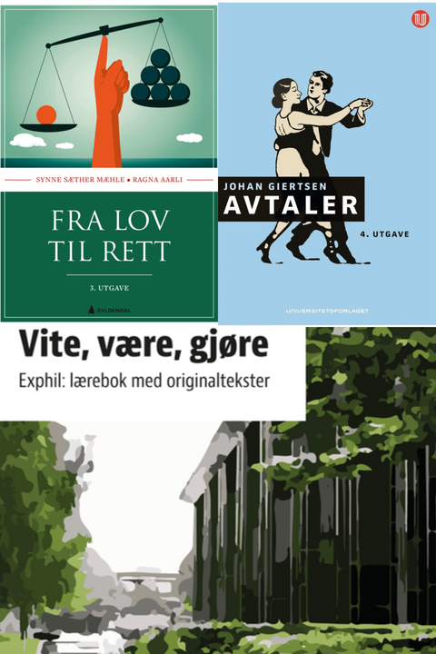 Bokpakke UiA Rettsvitenskap 1. semester – Fra lov til rett, Avtaler, og Vite, være, gjøre