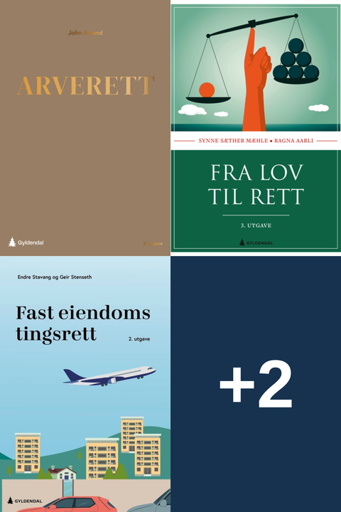 Bokpakke UiO Rettsvitenskap 2. semester – Arverett, Fra lov til rett, Fast eiendoms tingsrett, og to bøker til