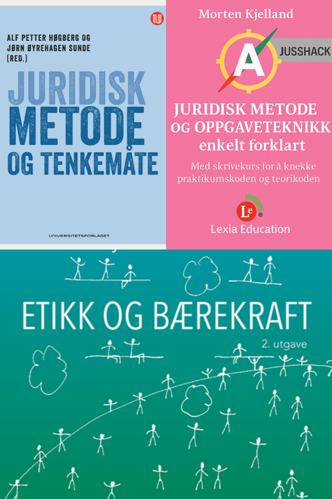 Bokpakke UiO Rettsvitenskap 8. semester – Juridisk metode og tenkemåte, Innføring i juridisk metode og oppgaveteknikk, og Etikk og bærekraft