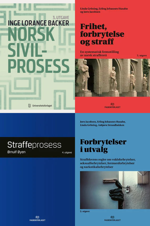 Bokpakke UiB Rettsvitenskap 7. semester – Norsk sivilprosess, Frihet, forbrytelse og straff, Straffeprosess og Forbrytelser i utvalg